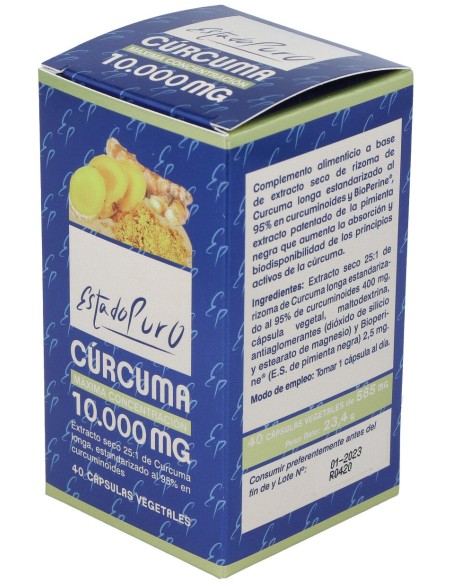 Curcuma 10.000Mg. 40Cap. Estado Puro