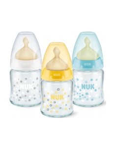 Nuk Biberón Tetina Látex Boca Ancha Cristal Talla 1 125Ml