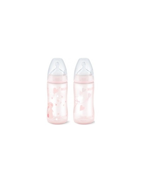 Nuk Biberón De Polipropileno Rose Tetina Silicona Boca Ancha Talla 2 Orificio M 300Ml