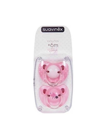 Suavinex® Chupete Vintage Evolution Anatómico Tetina Látex + 6 Meses Rosa 2Uds