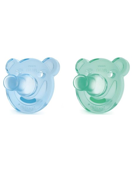 Avent Chupete Soothie Todo Silicona Azul-Verde 0-3 Meses