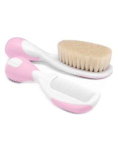 Cepillo Y Peine Chicco Pelo Natural Rosa