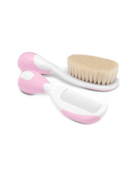 Cepillo Y Peine Chicco Pelo Natural Rosa