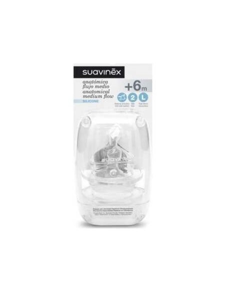 Suavinex®  Tetina Silicona Boca Ancha Flujo Lento +0 Meses 2Uds