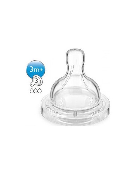 Avent Tetina Silicona Flujo Medio 3M+ 2Uds