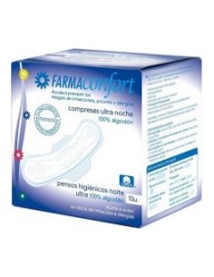 Farmaconfort Compresa Ultrafinas Noche Con Alas 10 Unidades