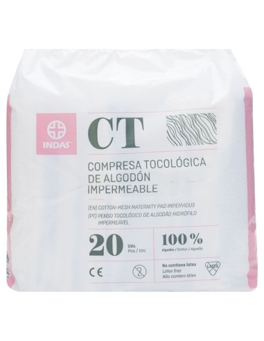 Indas Maternity Compresa Tocológica Algodón 20Uds