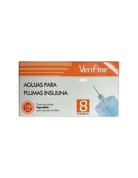 Aguja Verifine Pluma 31G 8 Mm 100 Ud