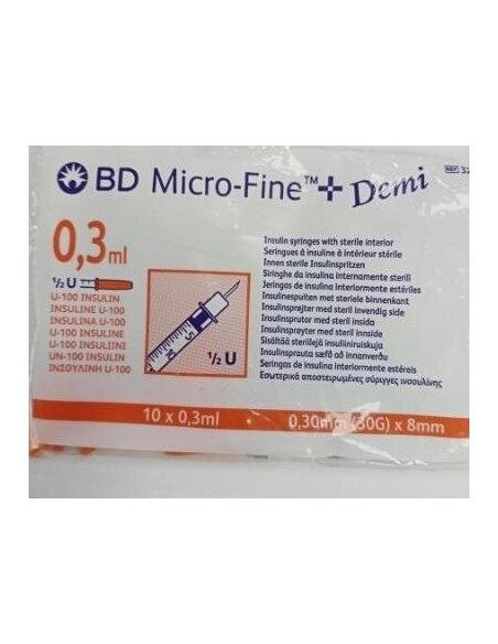 Bd Jeringa Insul Microf 0,30X8 10U 0,3Ml