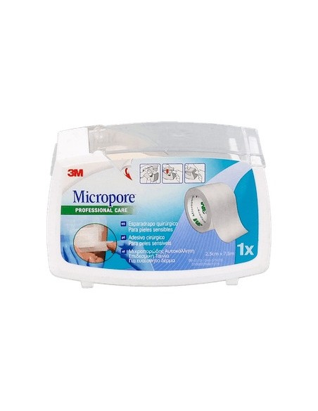 Micropore Portarollo Esparadrapo Papel Blanco 7,5M X 2,5Cm
