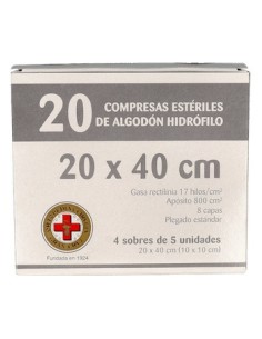 Gran Cruz Gasa Esteril Algodon Compresas 20 U