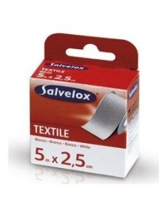 Salvelox Esparadrapo Téxtil Blanco 5Mx2,5Cm 1Ud