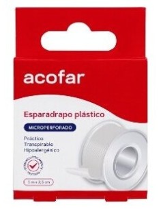 Acofar Esparadrapo Microperforado Plástico Blanco 5X2,5Cm