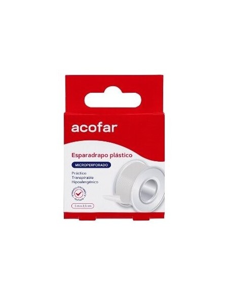 Acofar Esparadrapo Microperforado Plástico Blanco 5X2,5Cm