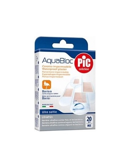 Pic Aquabloc Con Bactericida Apósito Adhesivo Surtido 20Uds