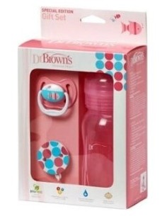 Dr Browns Pack Rosa Biberon 270 Ml + Chupete Y Broche De...
