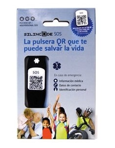 Silincode Pulsera Sos Qr Color Negro T-M 1Ud