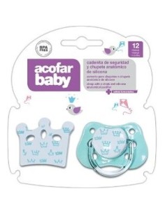 Acofarbaby Cadenita Y Chupete Silicona Anatomico Verde 12M