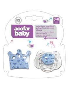 Acofarbaby Cadenita Y Chupete Silicona Simetrico Azul 0-6M