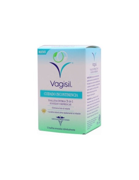 Vagisil Cuidado Incontinencia Toallitas �Ntimas 2-En-1 Suavizan Y Refrescan 12U