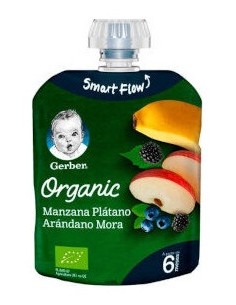 Gerber Organic Manzana Plátano Arándano Mora 90G