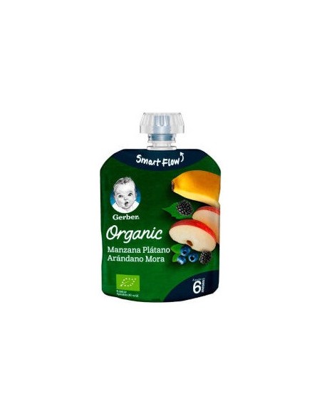Gerber Organic Manzana Plátano Arándano Mora 90G