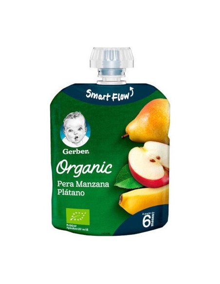 Gerber Organic Pera Manzana Plátano 90G