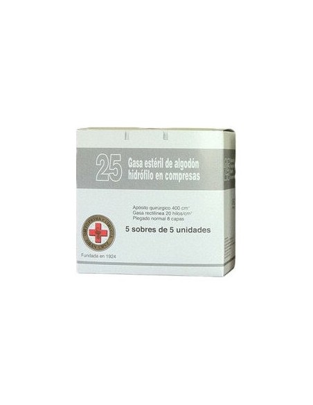 Gasa Esteril Algodon Gran Cruz 25 Uds