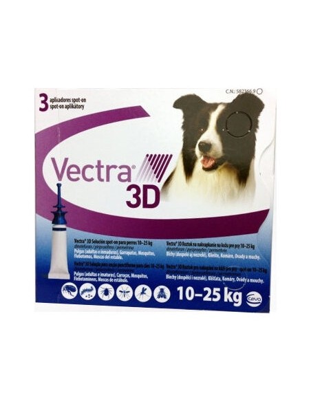 Vectra Perros 3D 10-25 Kg 3 Pip Ceva