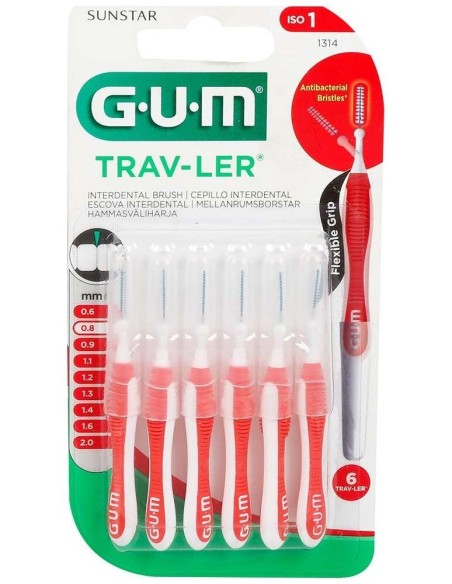 Gum® Cepillo Interdental 1314 Viaje 08Mm 6Uds
