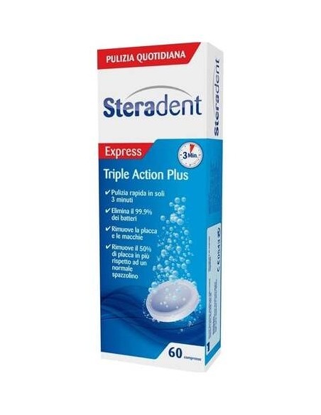 Steradent Triple Action Plus Limpiador Prótesis Dental 60Comp