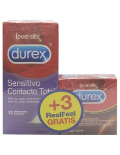 Durex® Sensitivo Contacto Total 12Uds + Durex® Real Feel...