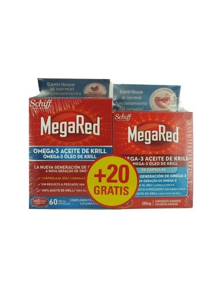 Megared 500 Omega 3 Aceite Krill 60+20