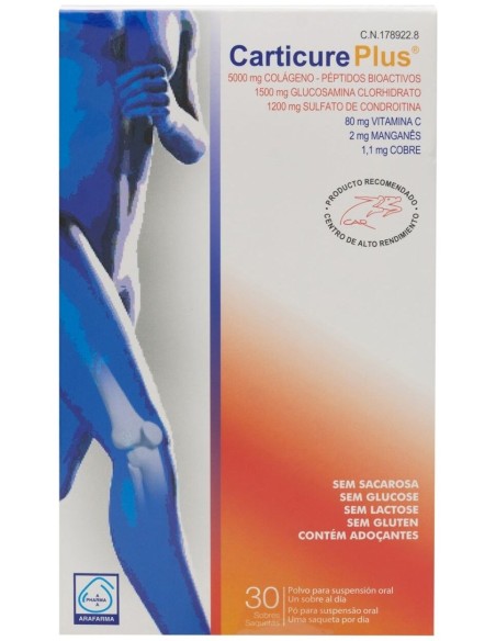 Carticure Plus Condroitina + Glucosamina + Colágeno 30 Sobres